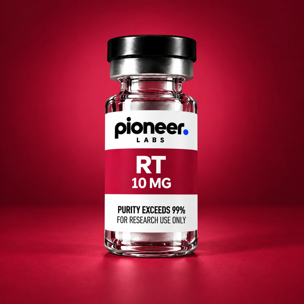 RT, clear glass vial with matching colored label and background